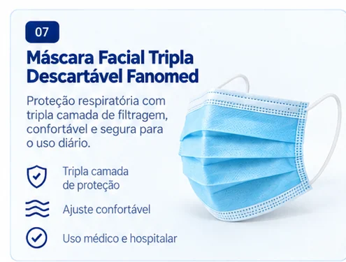 Máscara facial tripla descartável FANOMED